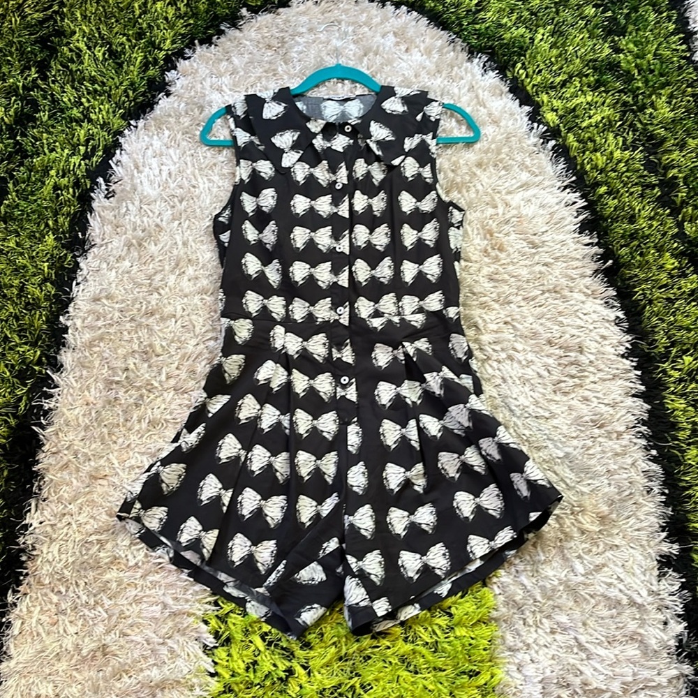Batsheva Bowtie Print Romper